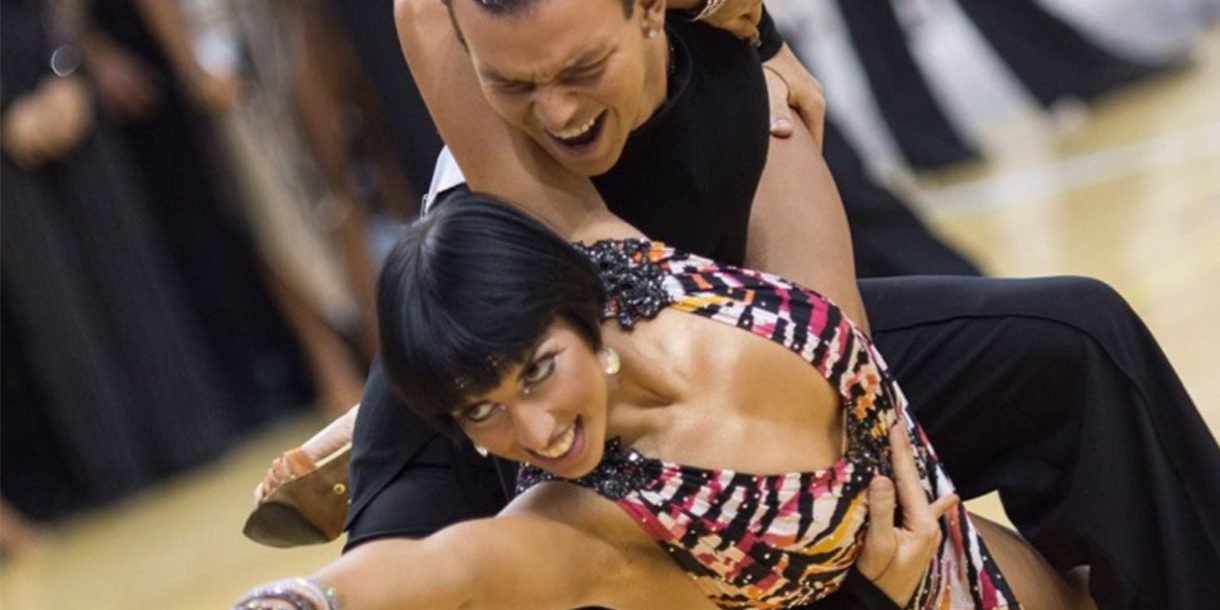 Alex Salvador e Alice Chiocchi durante una gara internazionale di danza sportiva